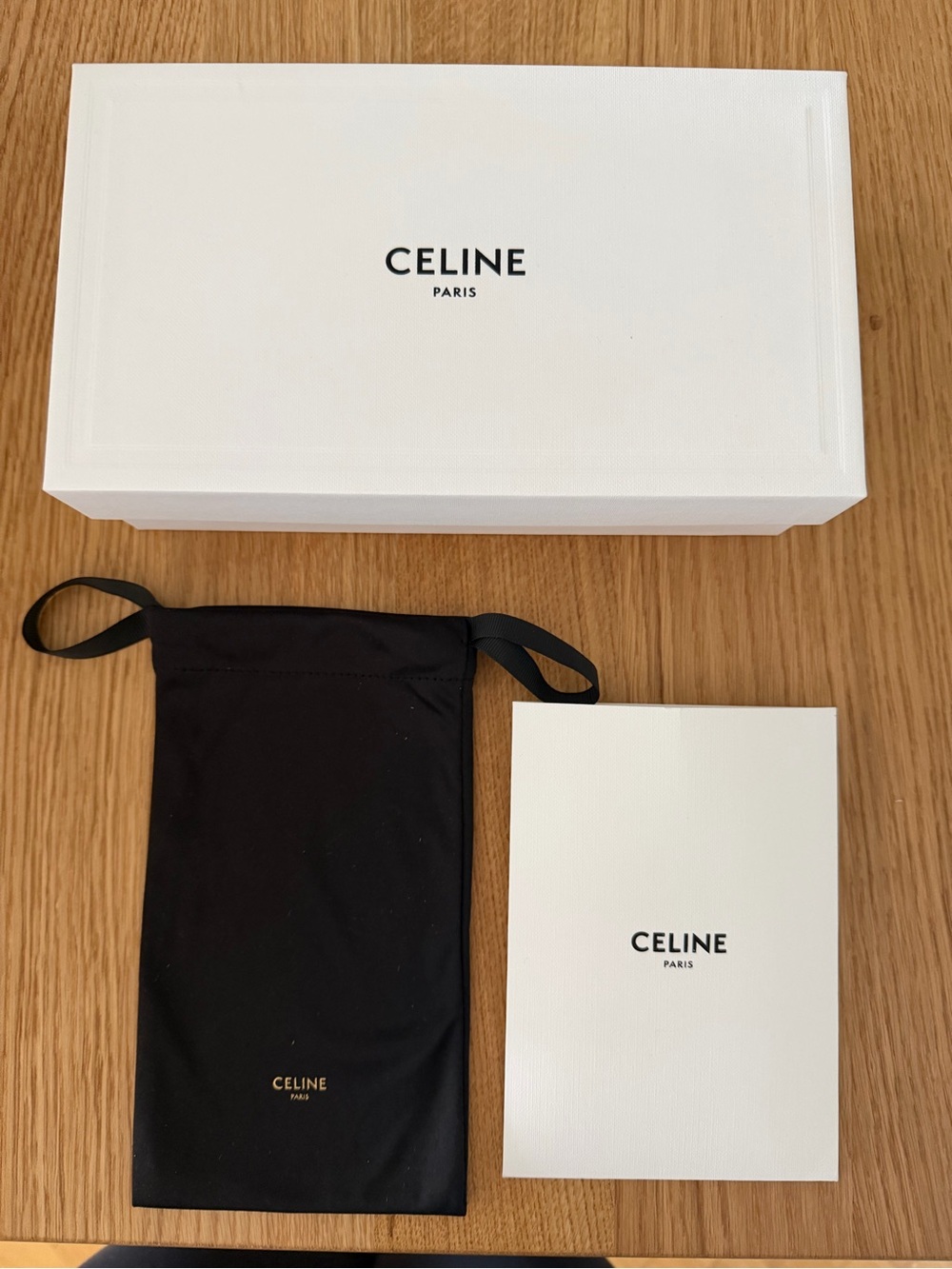 Celine White Box (9” x 5” x 2.5”) with Sunglasses Pouch and Receipt Envelope
